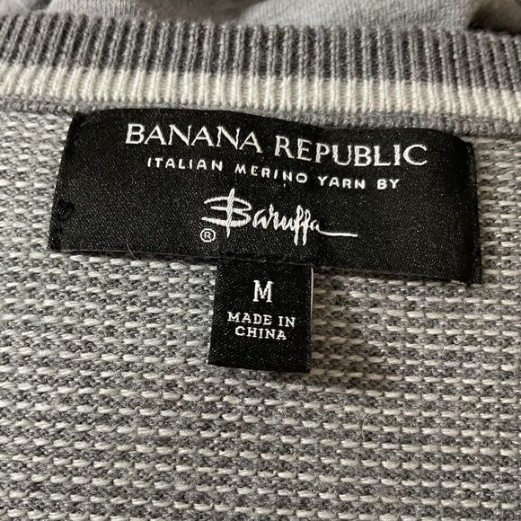 Banana Republic Baruffa Sweater Men's Medium Gray Italian Merino Wool Pullover - Picture 2 of 8